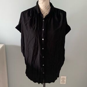 Madewell black drapey button down shirt size large